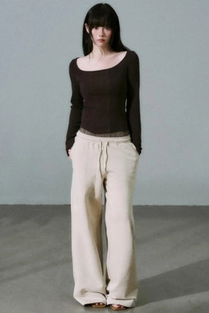 Crew Neck Patchwork Slim Sweater