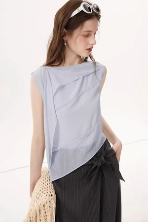Crinkled Chiffon Ribbon Top
