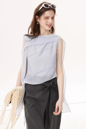 Crinkled Chiffon Ribbon Top