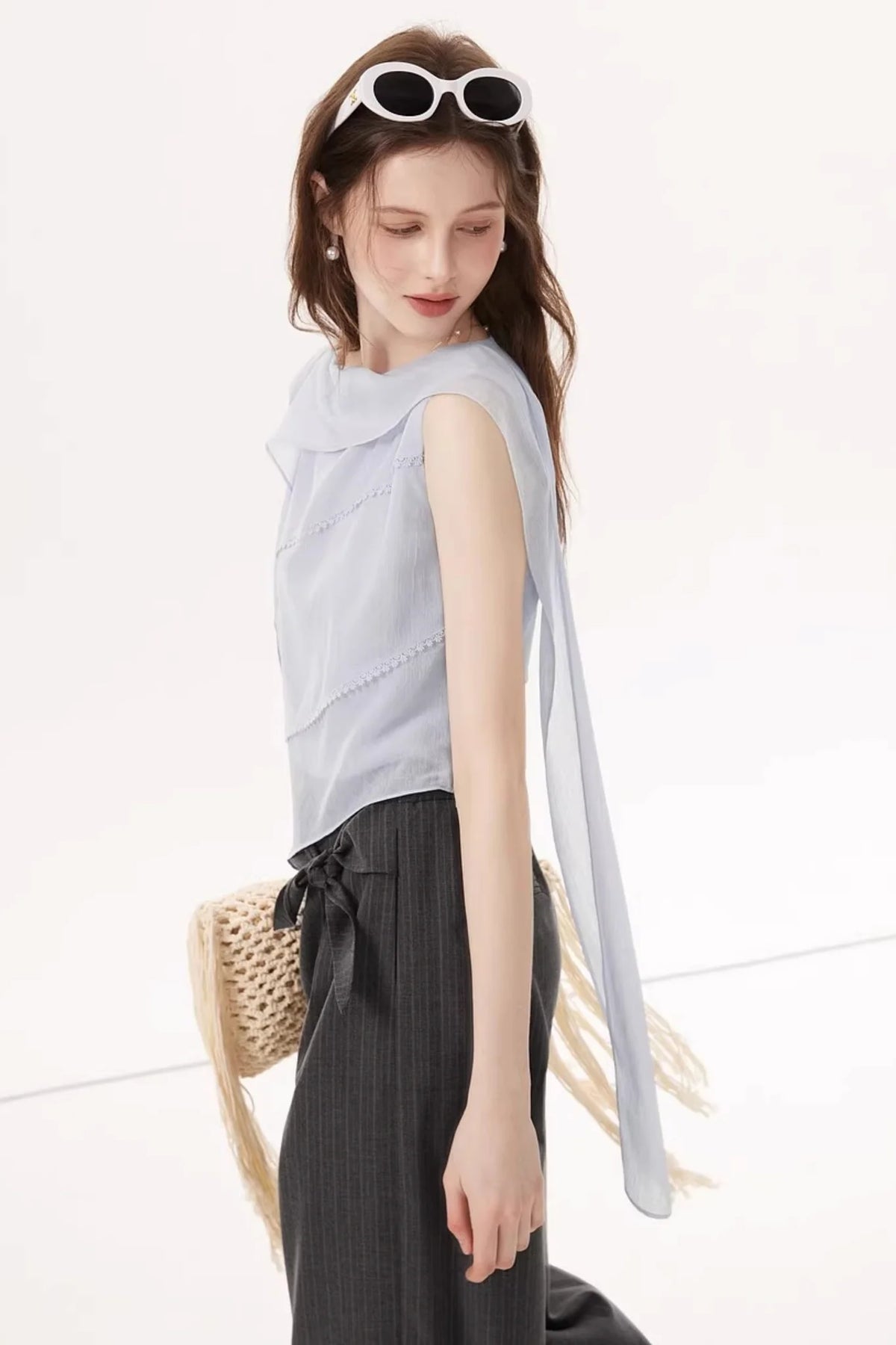 Crinkled Chiffon Ribbon Top
