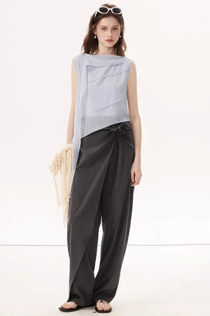 Crinkled Chiffon Ribbon Top