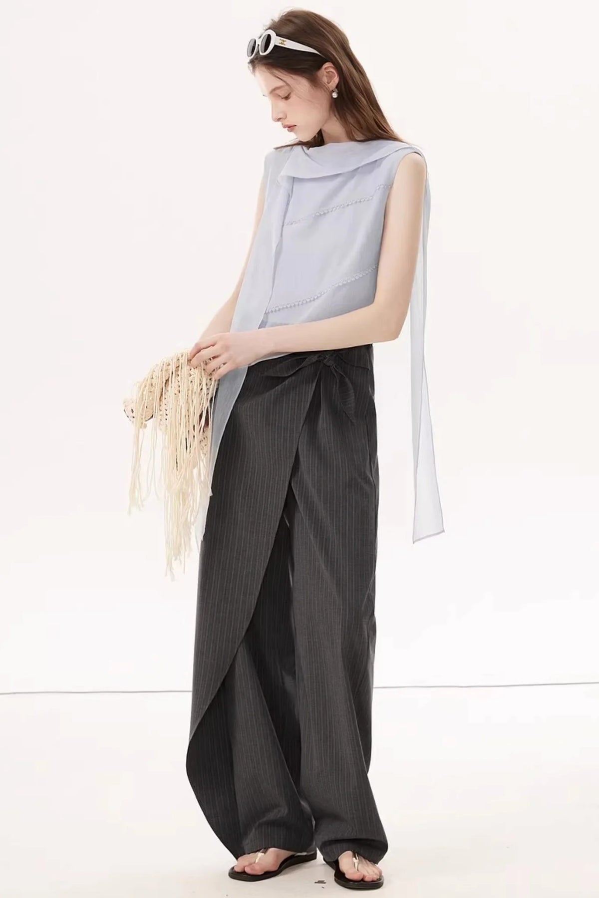 Crinkled Chiffon Ribbon Top