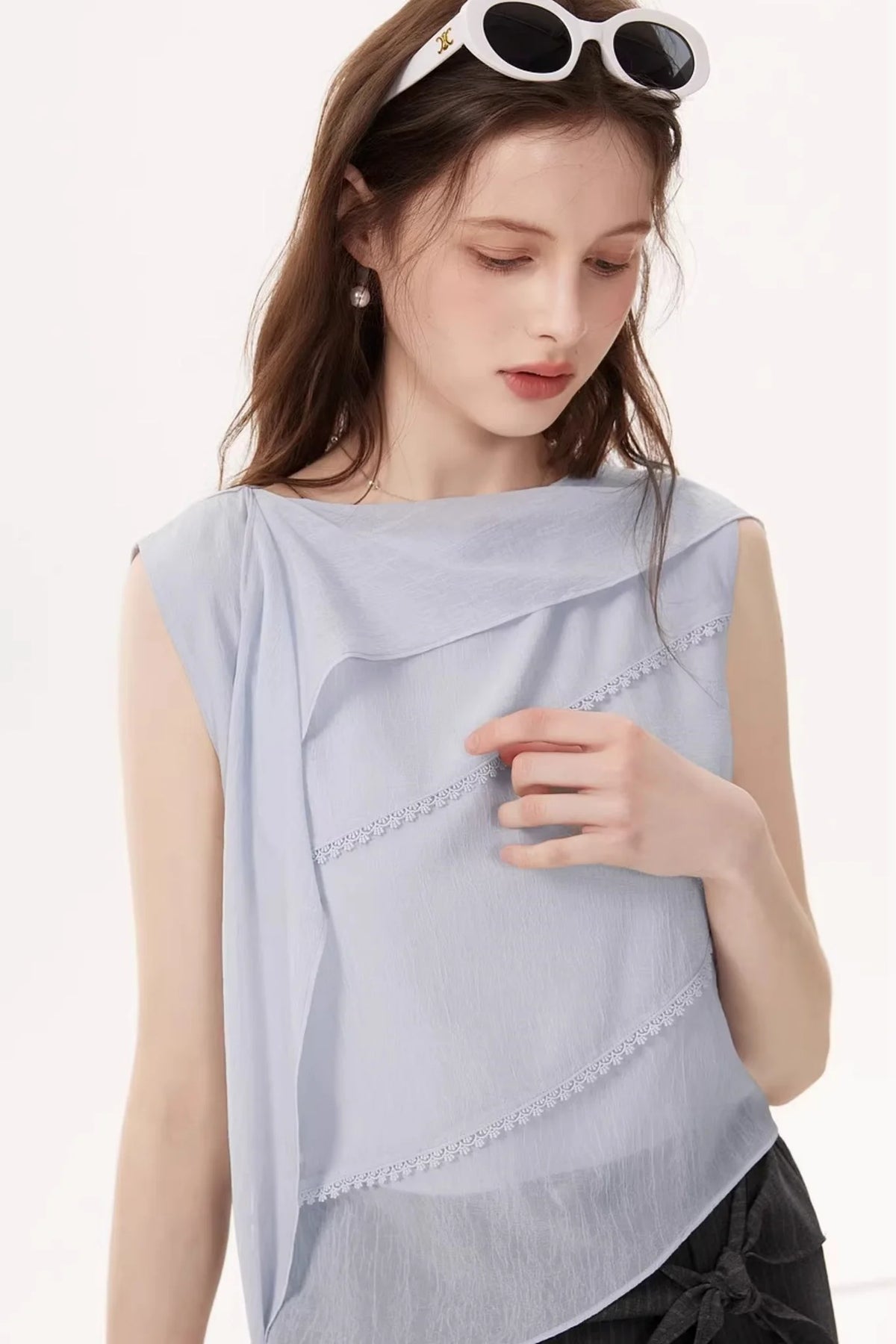Crinkled Chiffon Ribbon Top