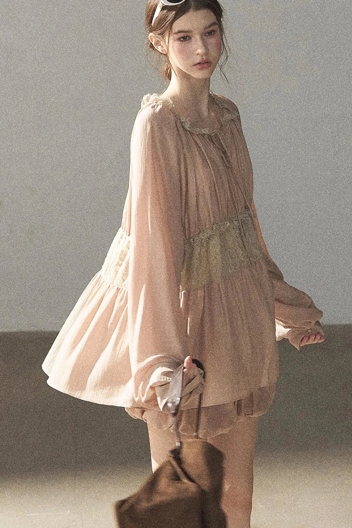 Crinkled Fabric Top and Short Skirt Set
