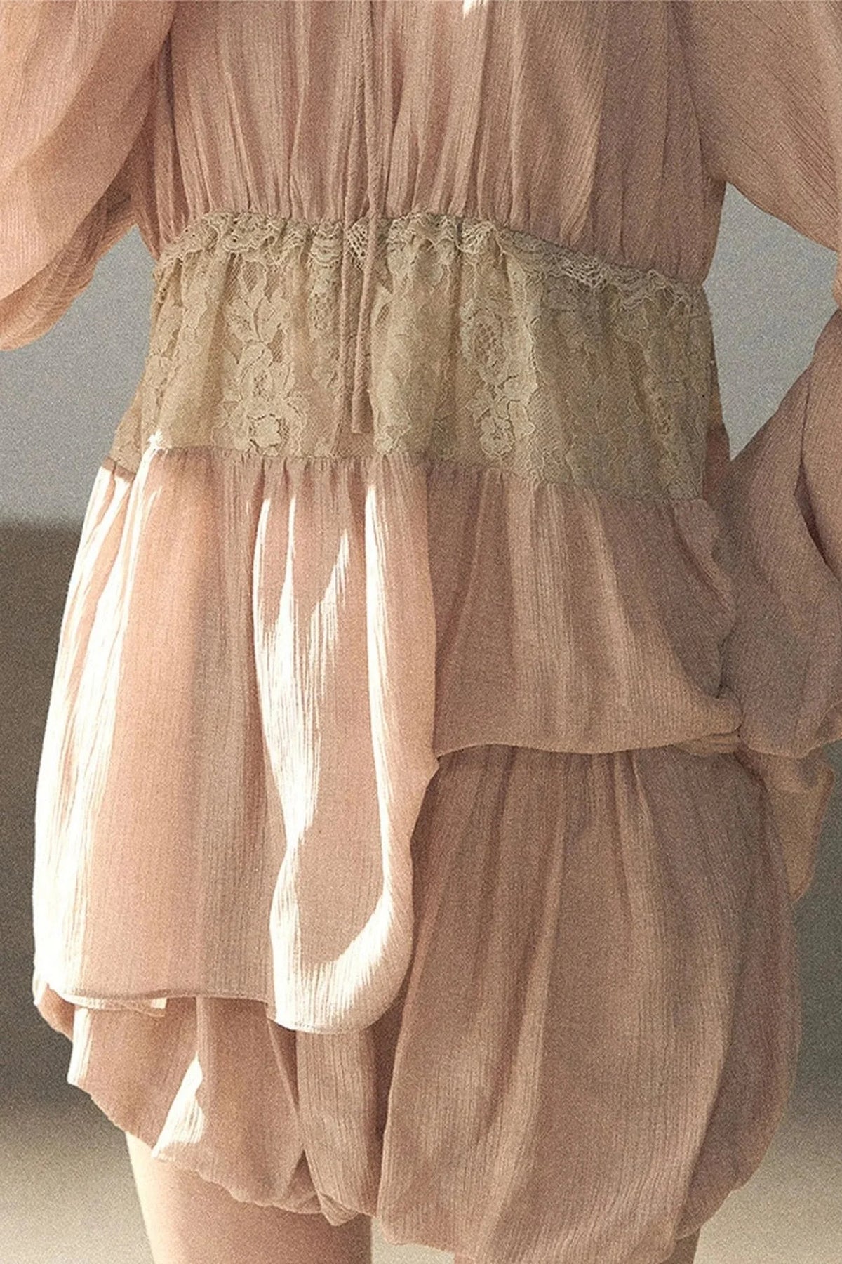 Crinkled Fabric Top and Short Skirt Set