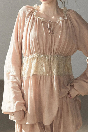 Crinkled Fabric Top and Short Skirt Set