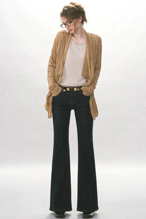 Crinkled Texture Long-Sleeved Cardigan