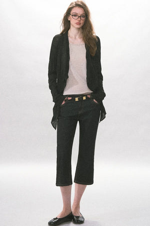 Crinkled Texture Long-Sleeved Cardigan