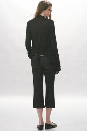 Crinkled Texture Long-Sleeved Cardigan