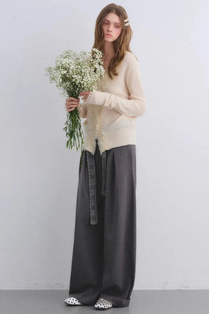 Crochet Pleated Suit Pants
