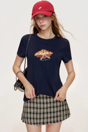 Croissant Lace Short Sleeve T-Shirt