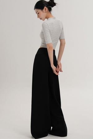 Cropped High Neck Short Sleeve Top