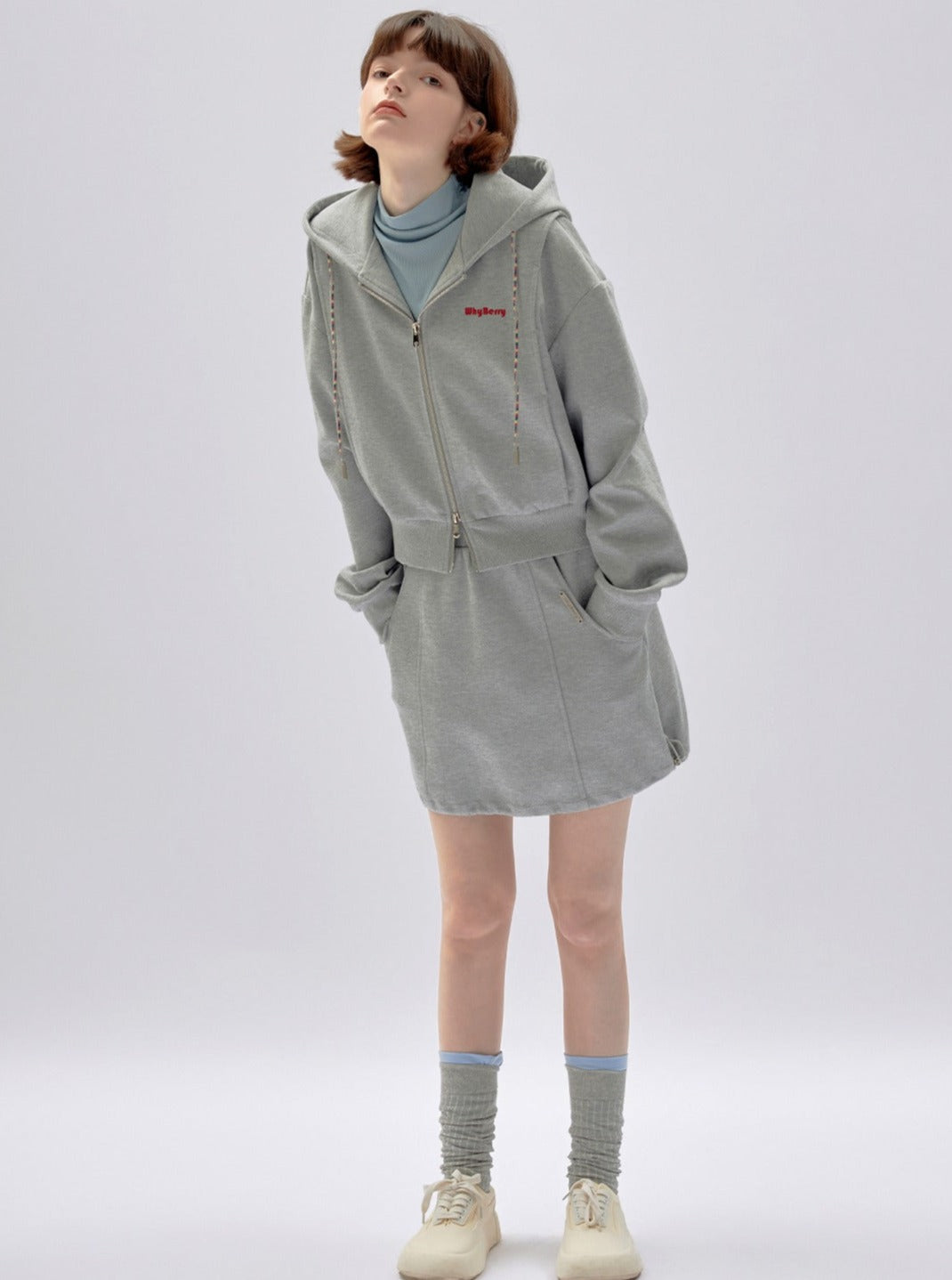 cropped hooded long-sleeved sweatshirt outer