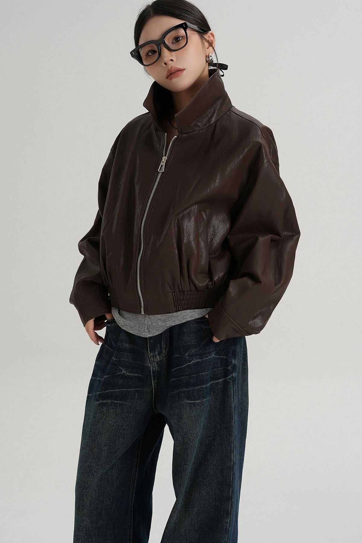 Cropped Leather Jacket