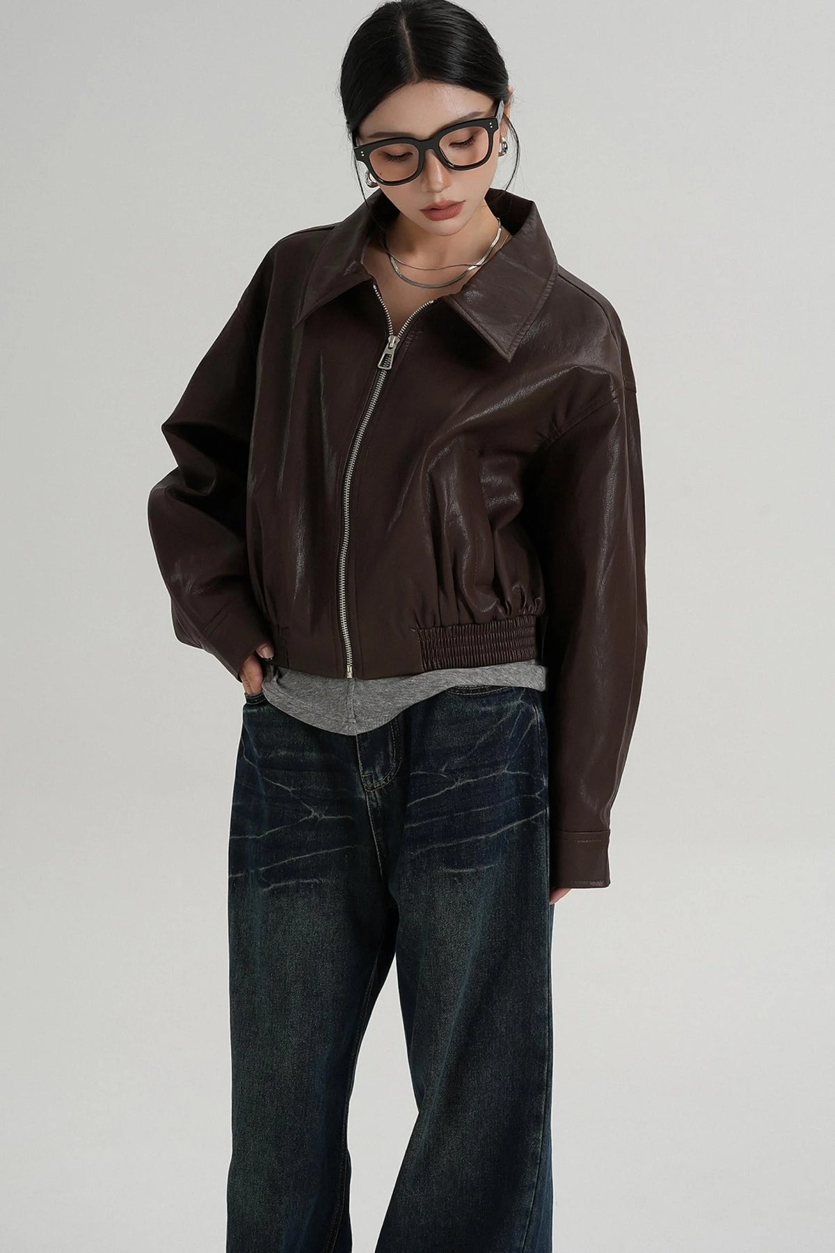 Cropped Leather Jacket