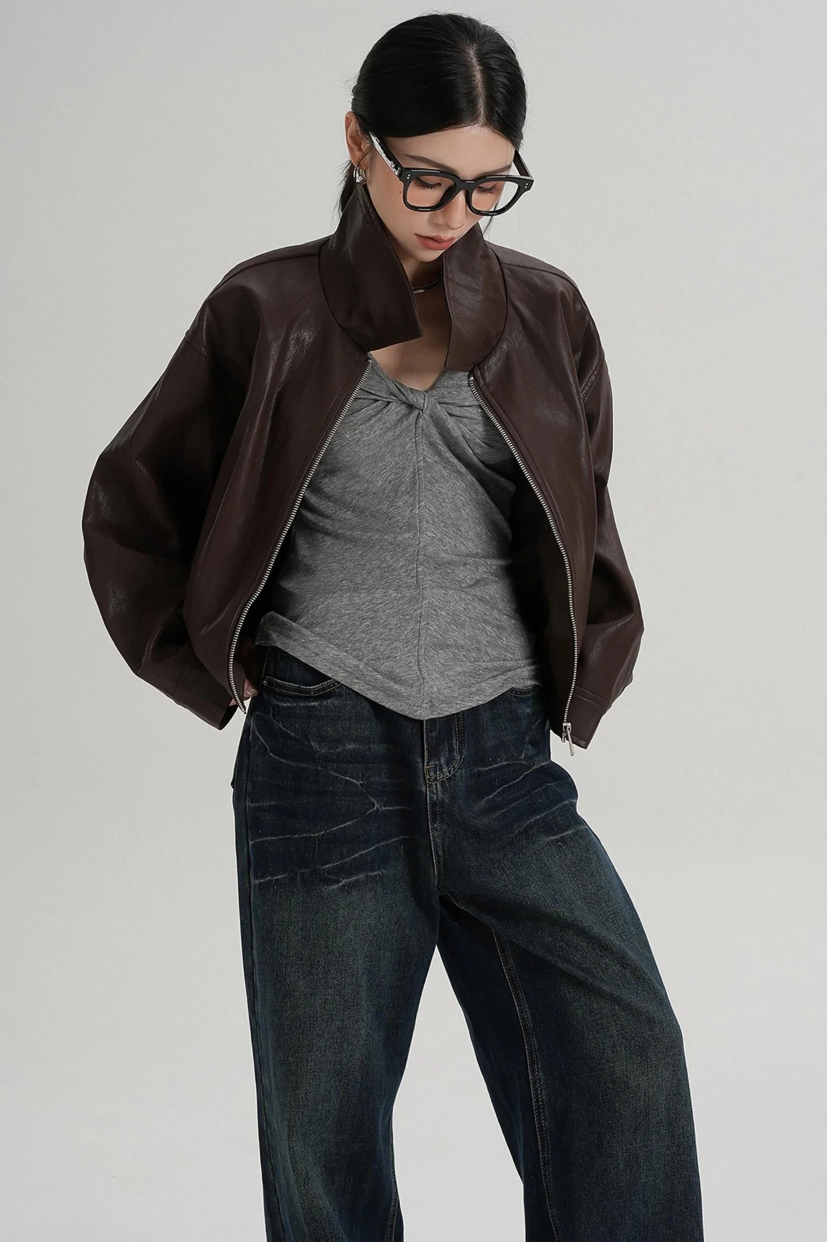 Cropped Leather Jacket