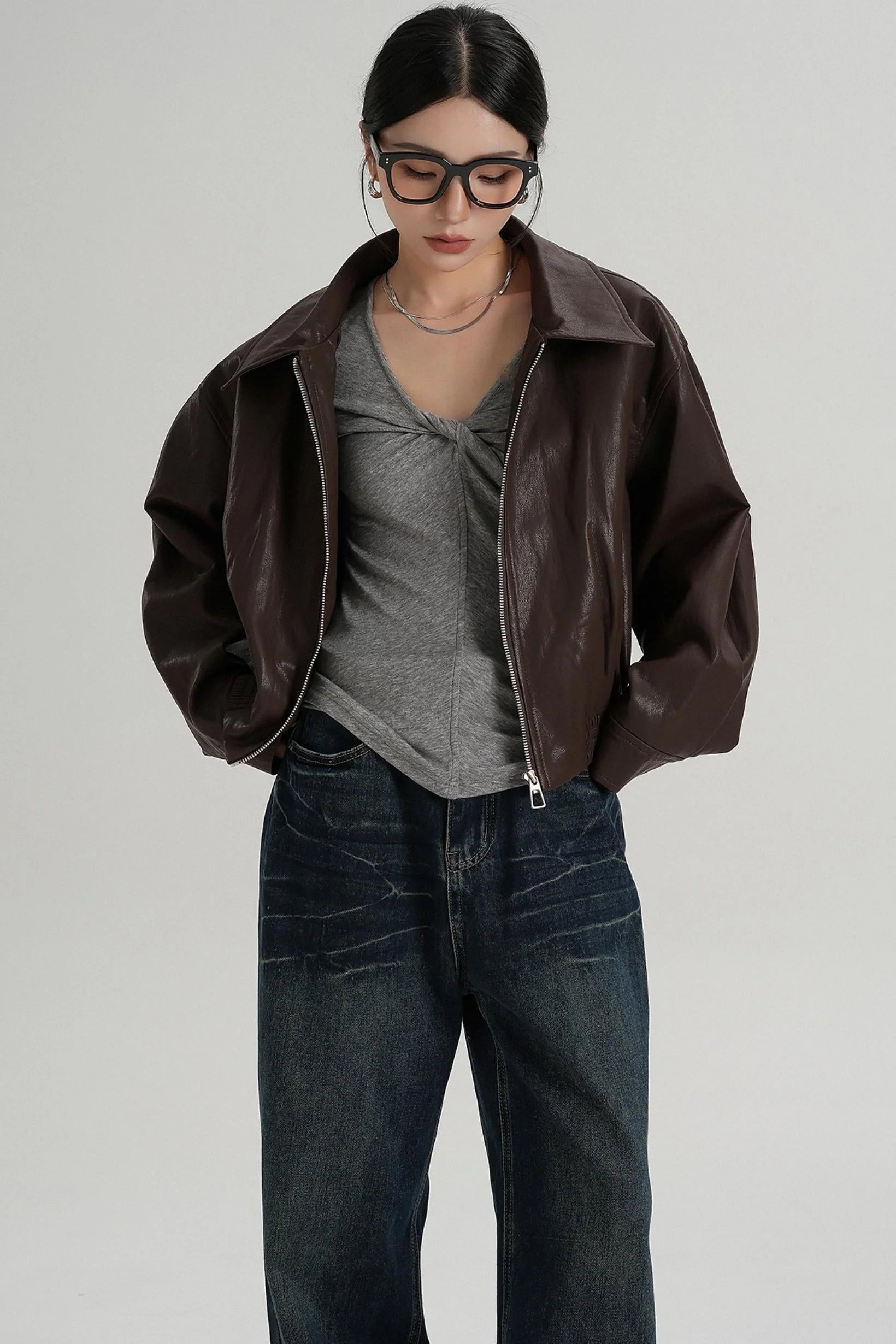 Cropped Leather Jacket