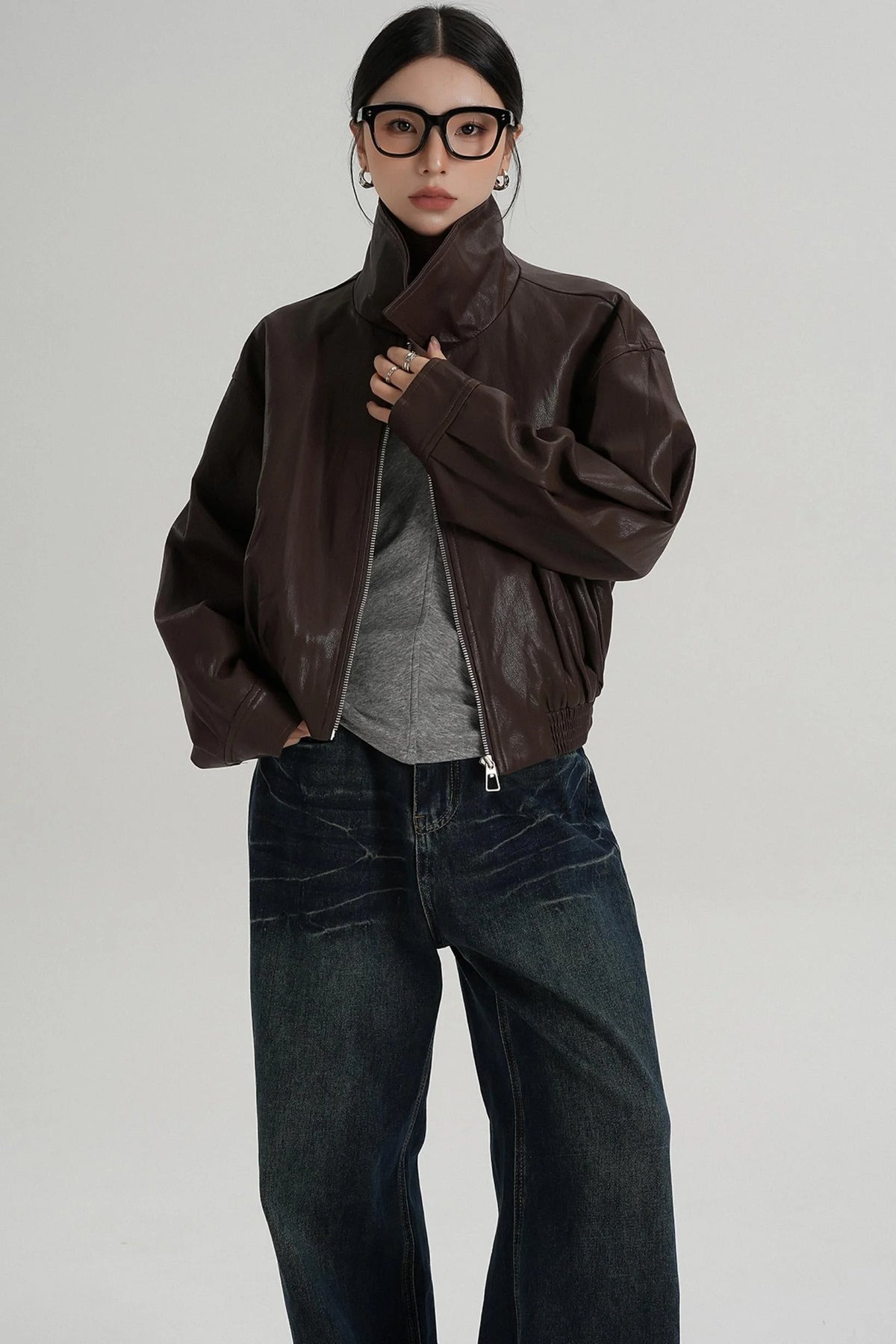 Cropped Leather Jacket