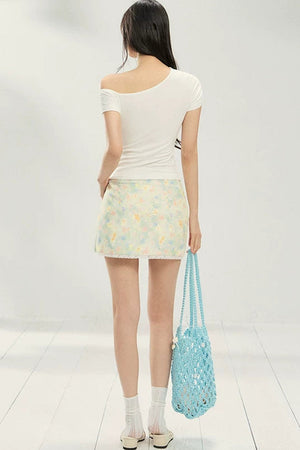 Cropped Off-Shoulder Short Sleeve Top