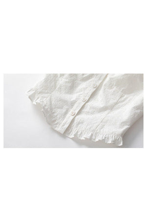 Cropped One-Shoulder Puff Sleeve Blouse