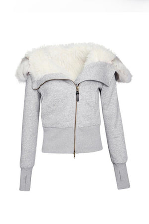 Cropped Slim Fit Fur Collar Cotton Jacket