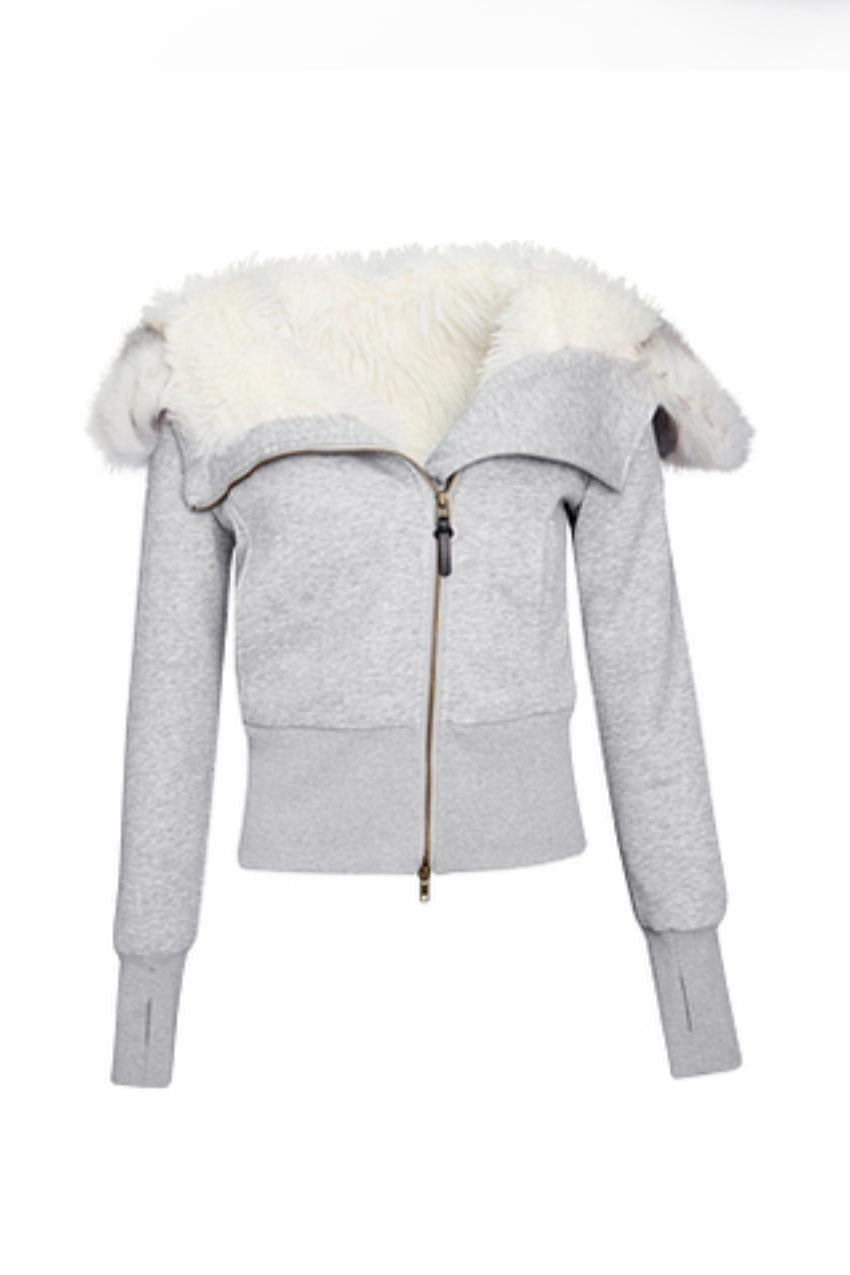 Cropped Slim Fit Fur Collar Cotton Jacket