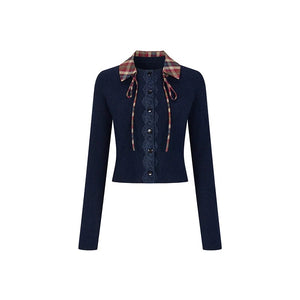 Cropped Wool Lace Cardigan