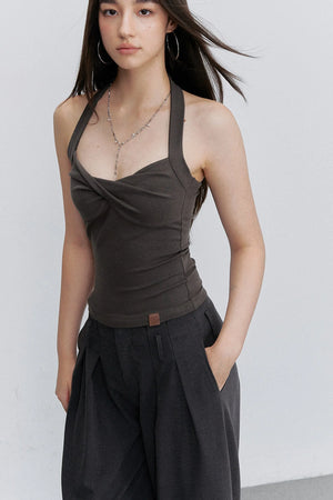 Cross-Knot V-Neck Knit Vest