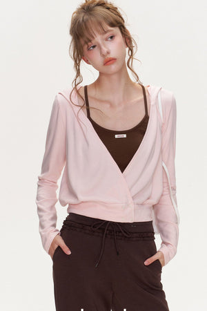 Cross V-Neck Striped Long-Sleeve T-Shirt