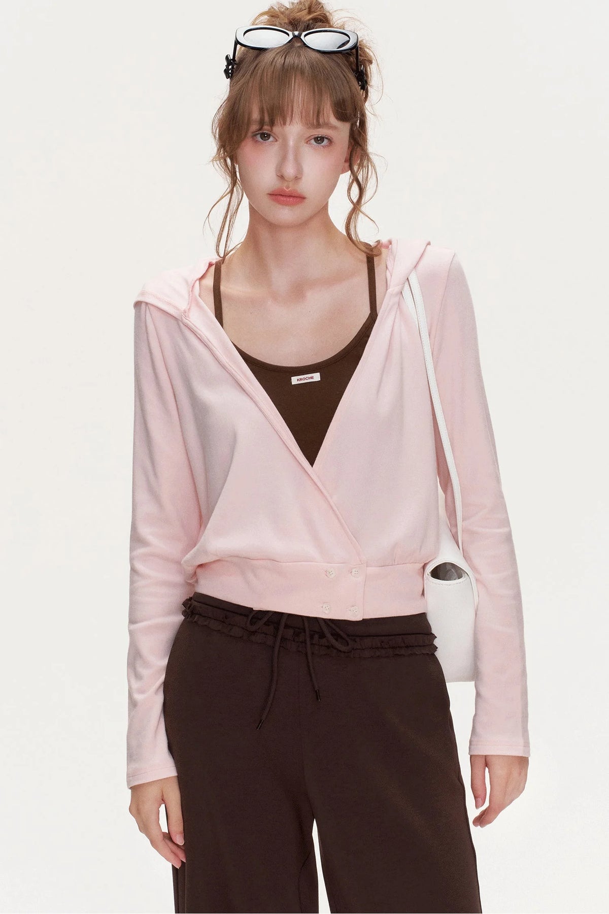 Cross V-Neck Striped Long-Sleeve T-Shirt