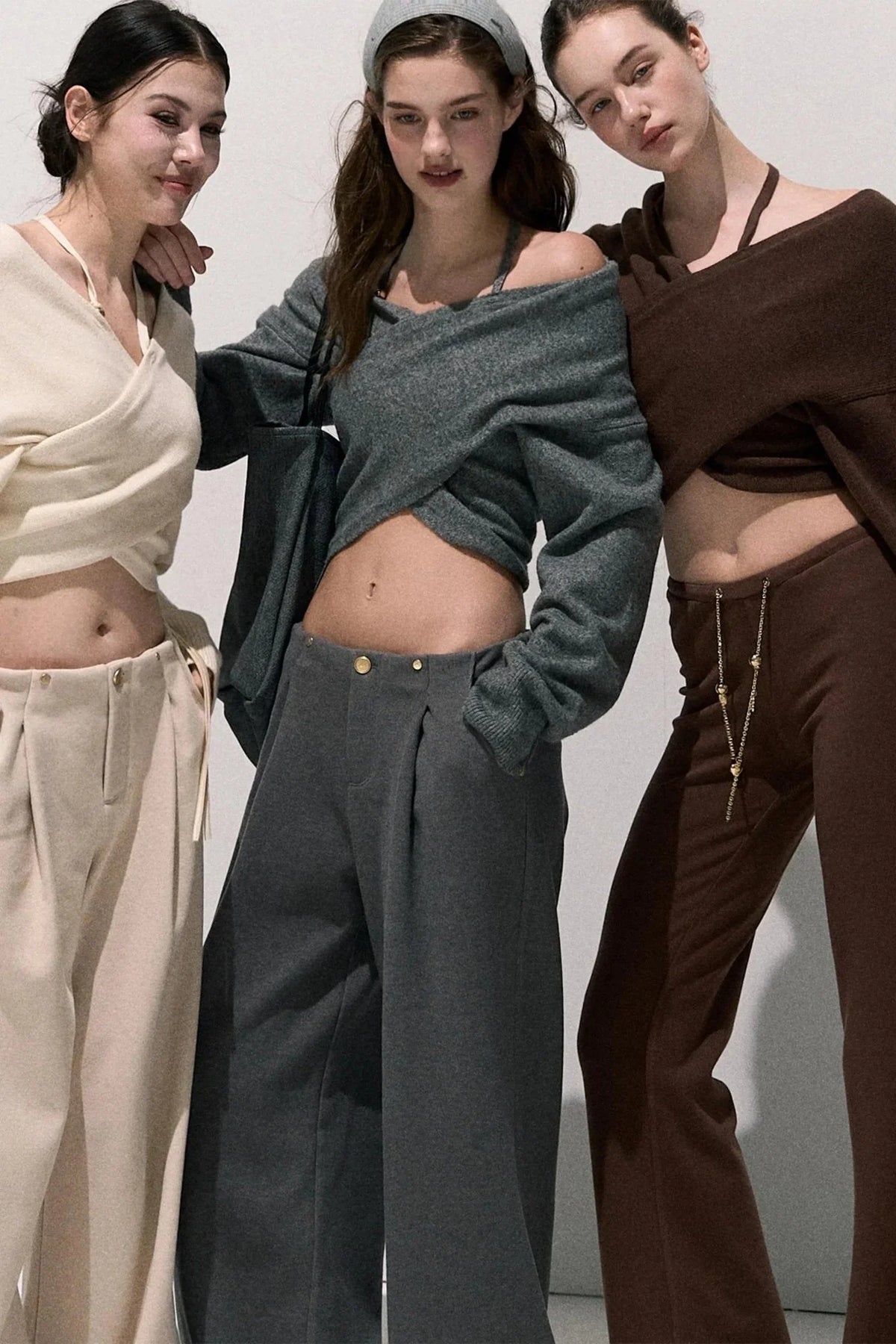 Cross-Waist Cropped Sweater