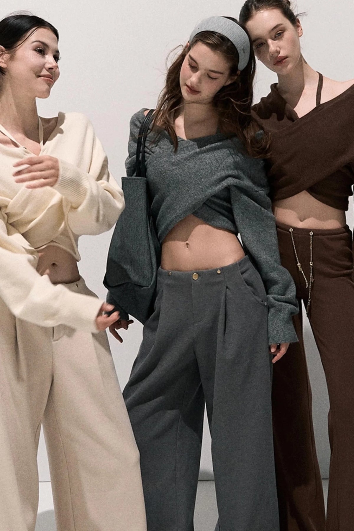 Cross-Waist Cropped Sweater