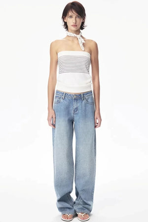 Curri White Striped Tube Top