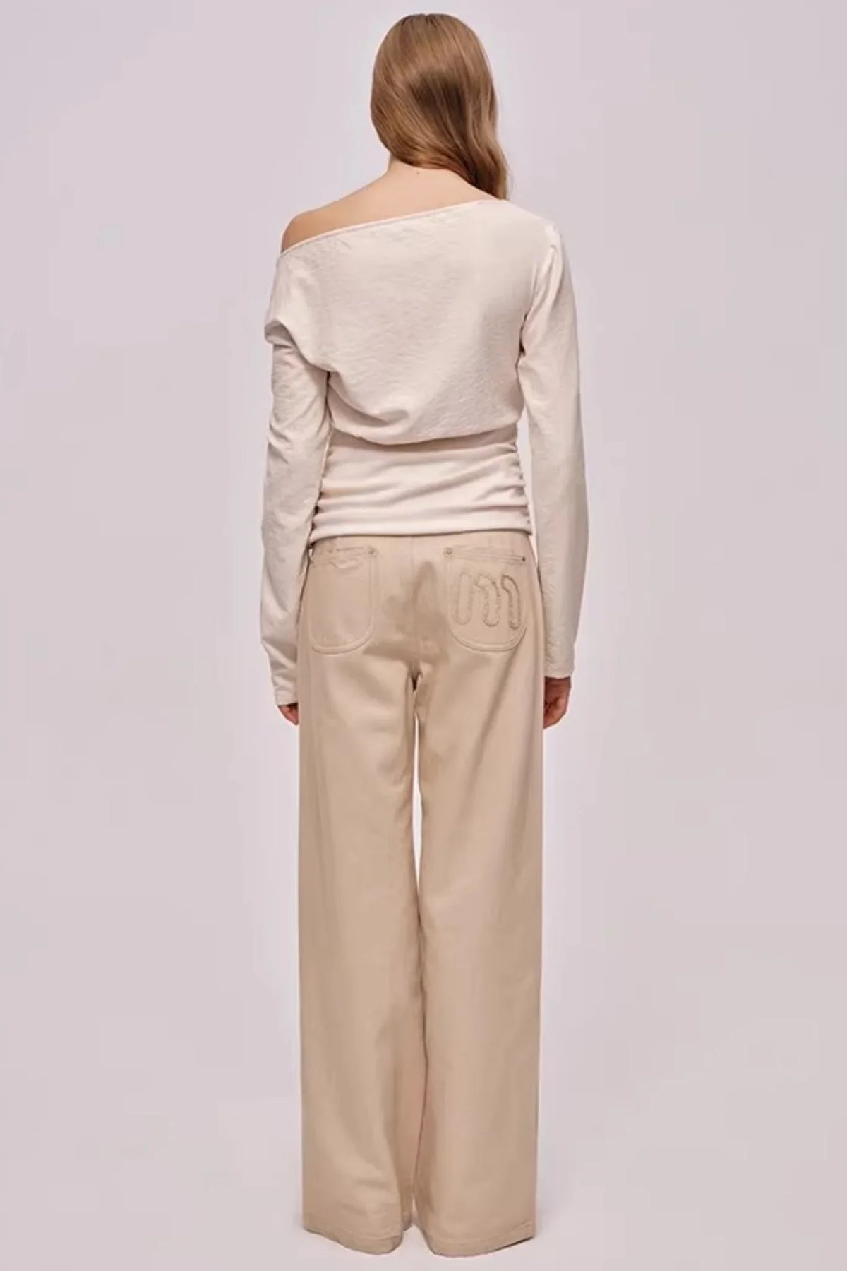 Custom-Dyed Apricot Denim Pants