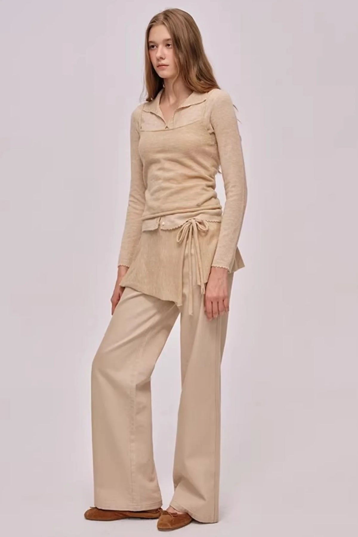 Custom-Dyed Apricot Denim Pants