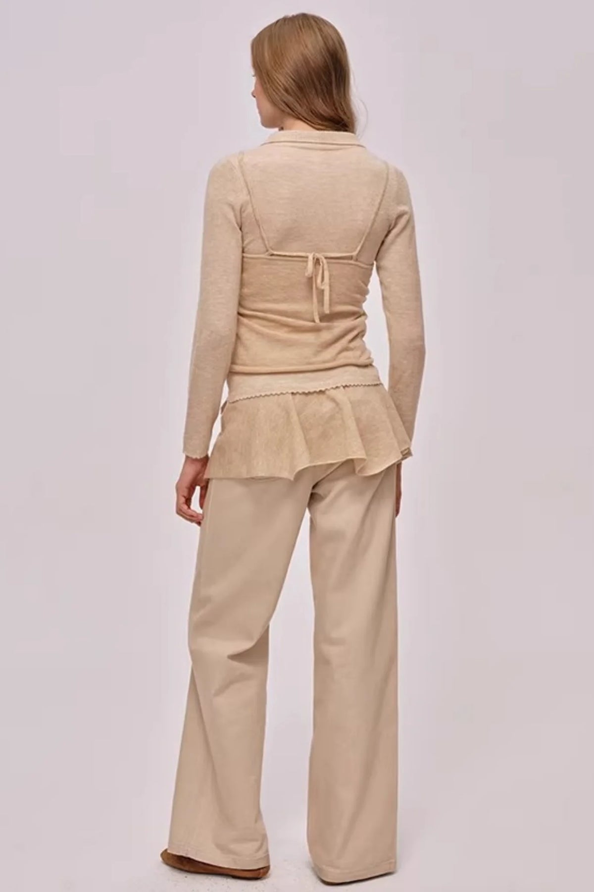 Custom-Dyed Apricot Denim Pants