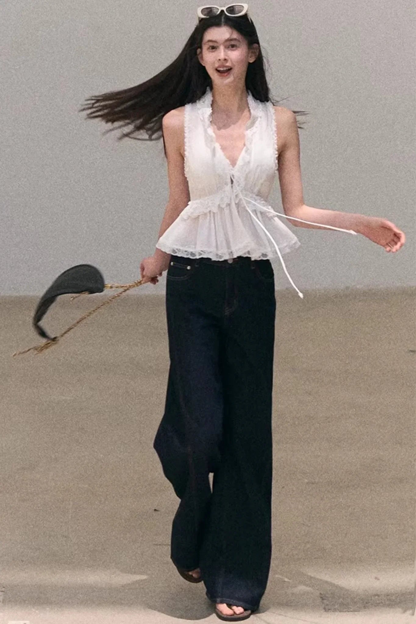 Custom-Dyed Lace Silk Top