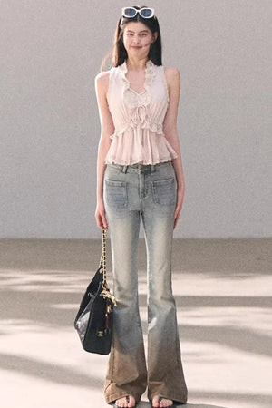 Custom-Dyed Lace Silk Top