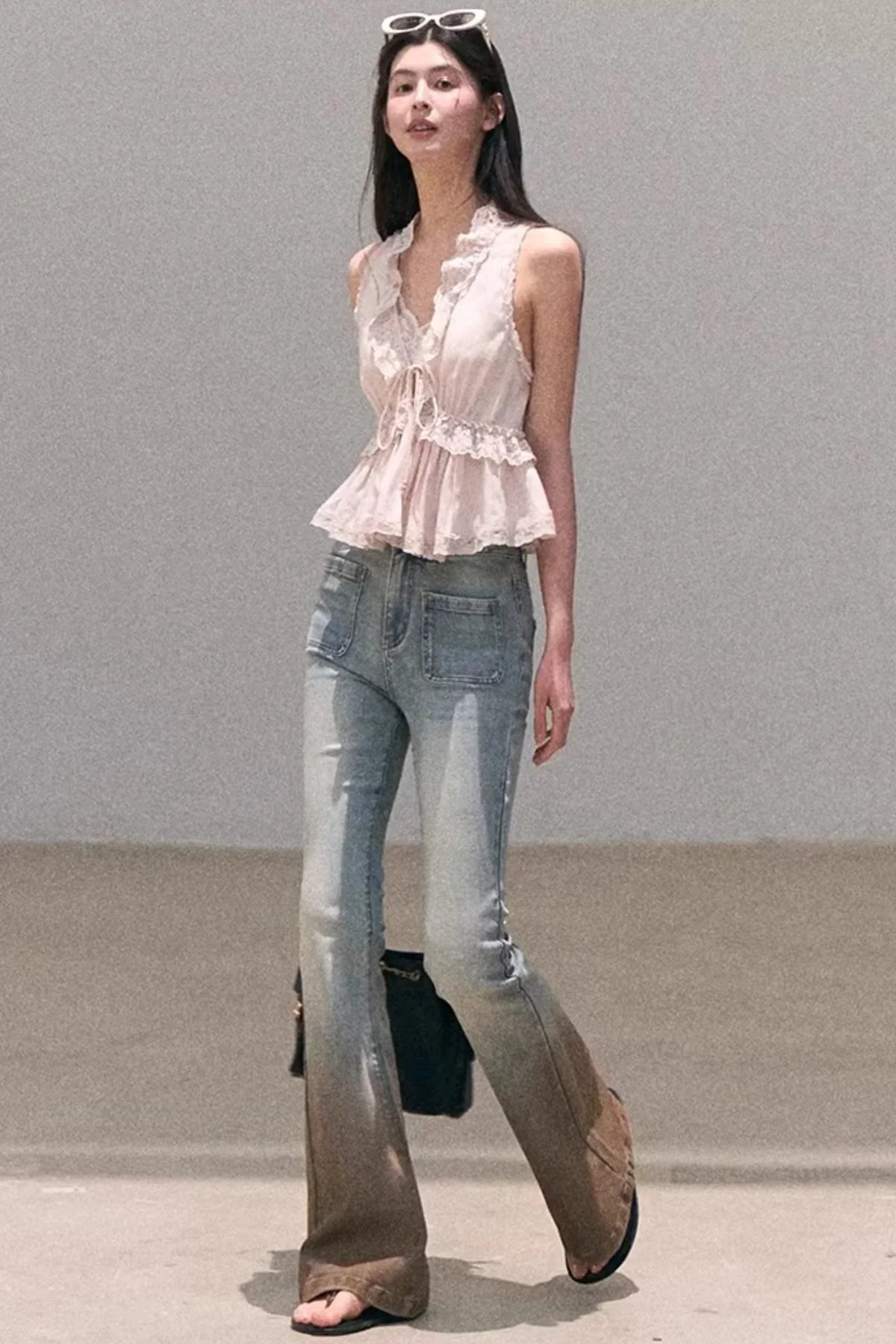 Custom-Dyed Lace Silk Top