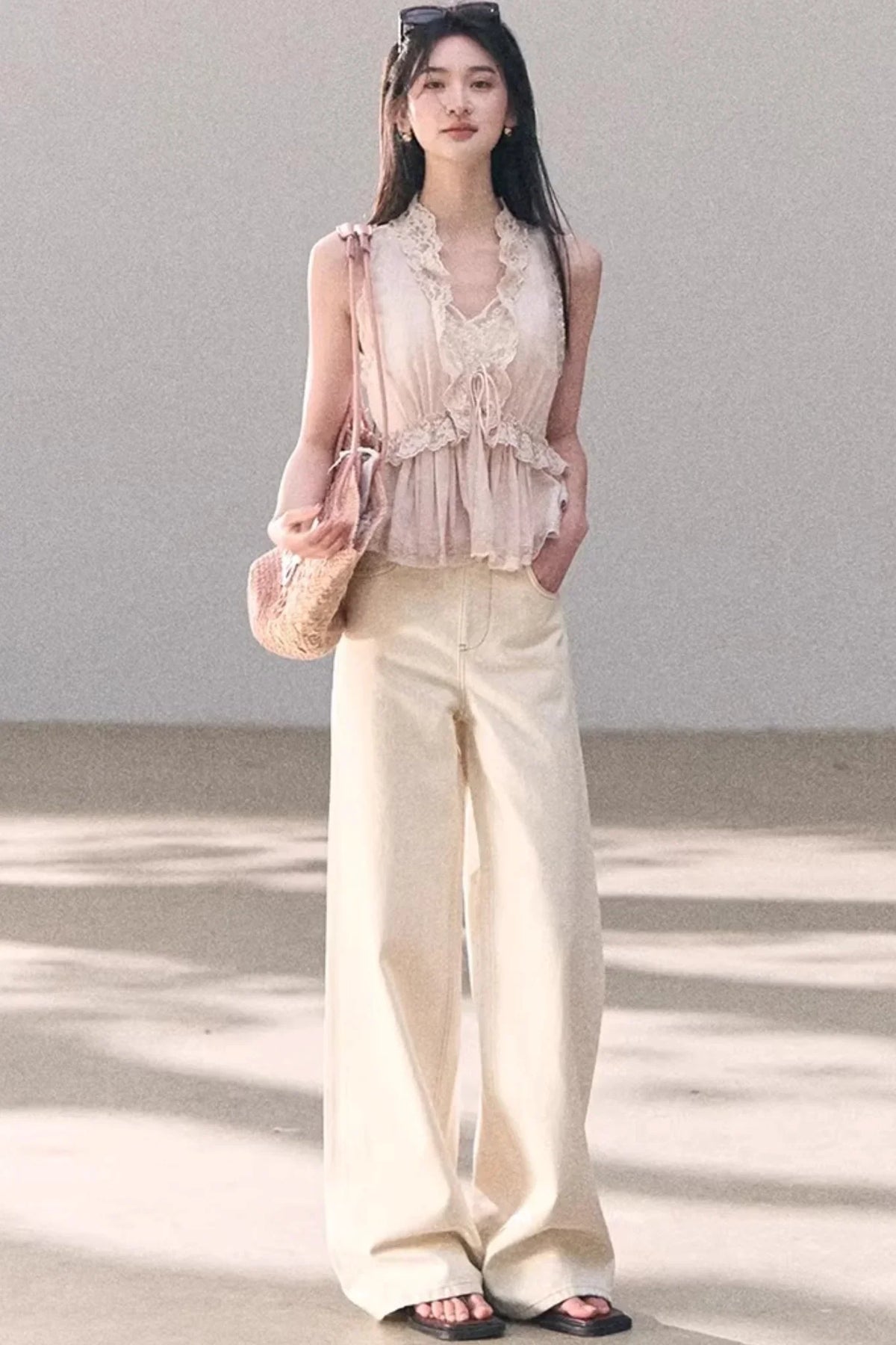 Custom-Dyed Lace Silk Top