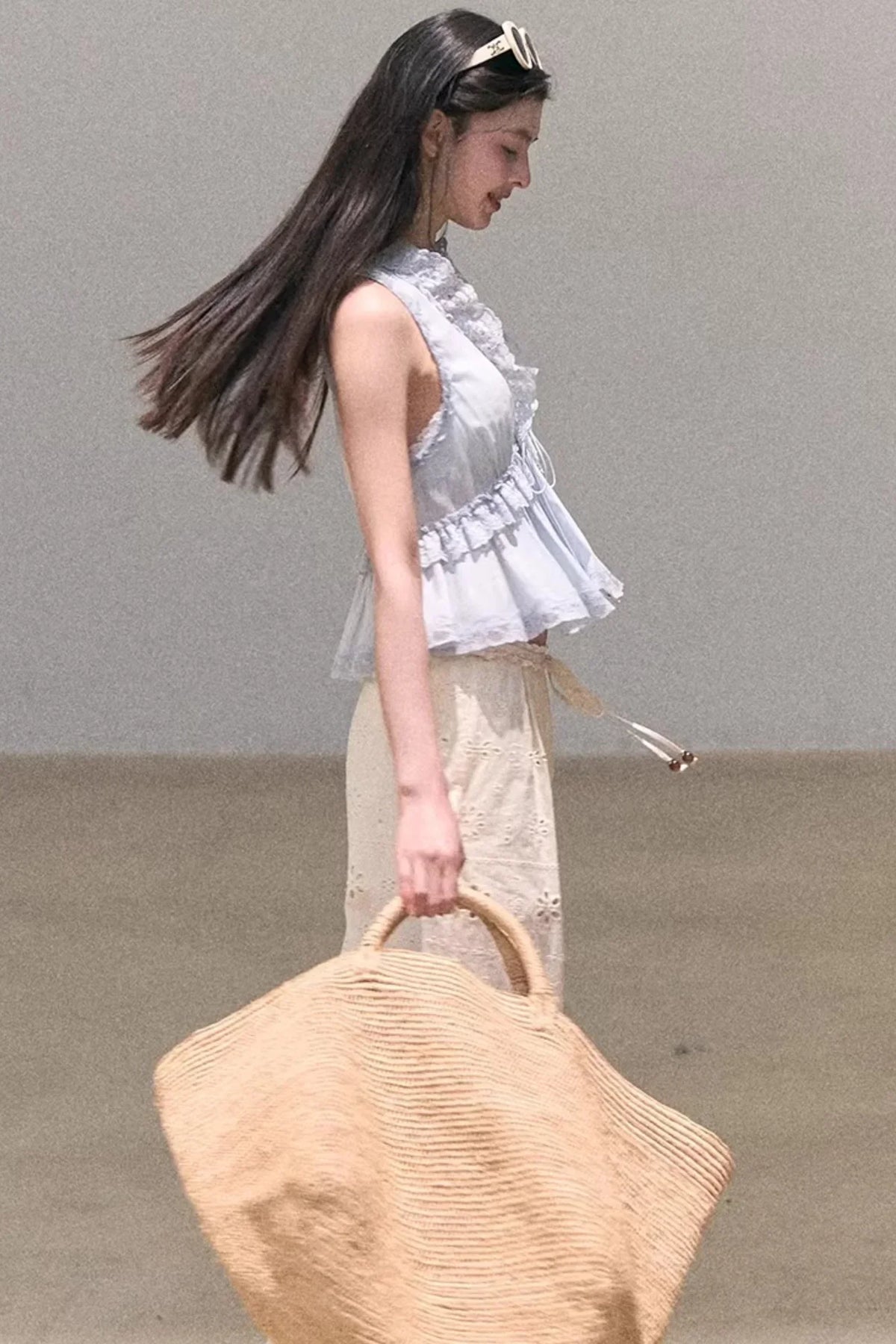 Custom-Dyed Lace Silk Top
