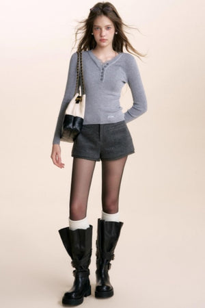 Custom-Dyed Wool Lace Shorts