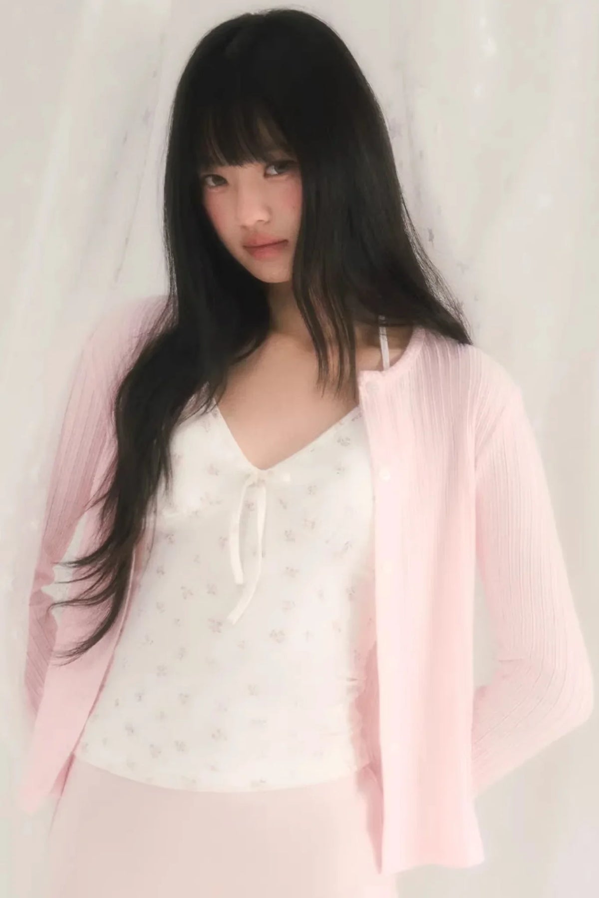 Cut Out Jacquard Knit Cardigan Set-Up