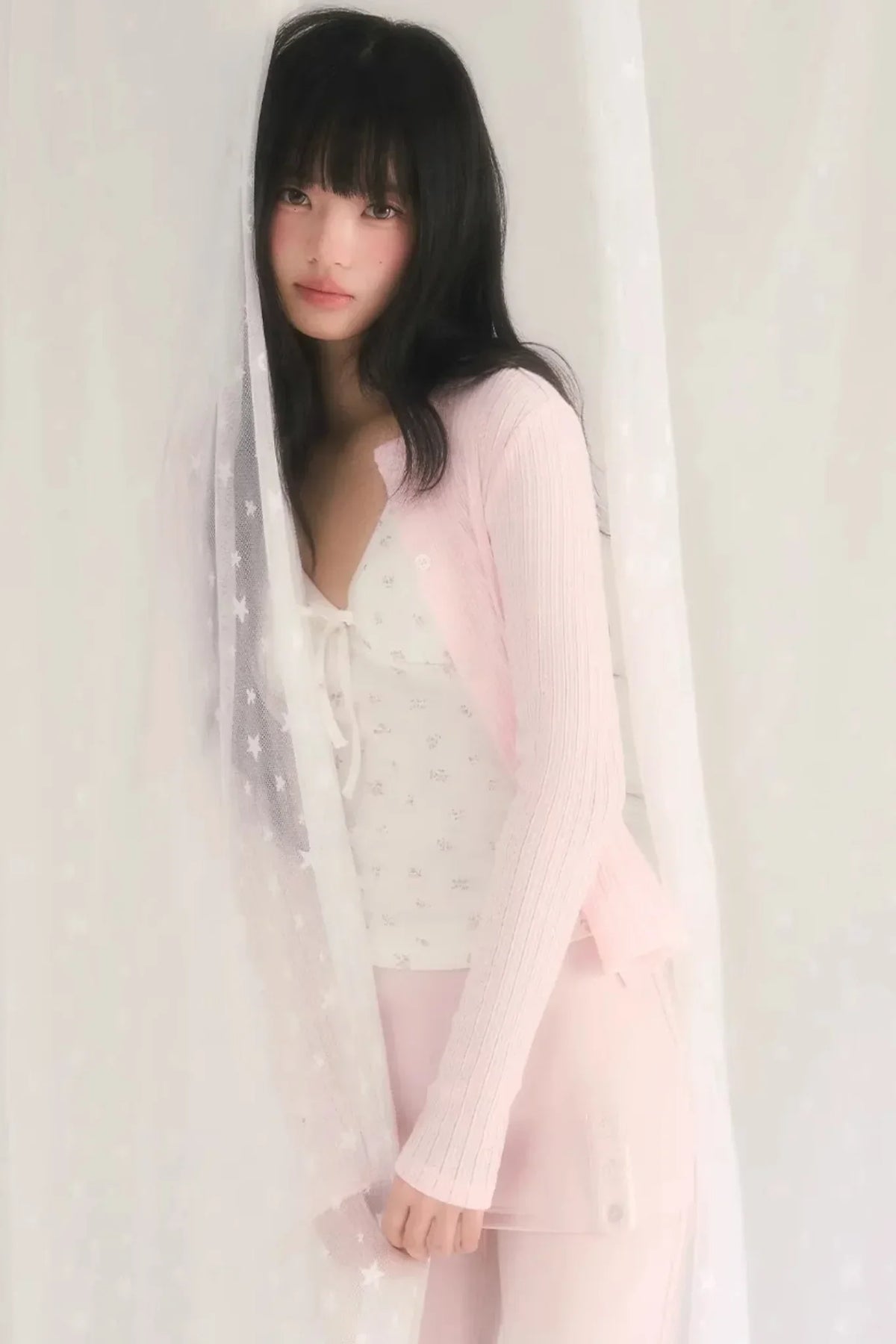 Cut Out Jacquard Knit Cardigan Set-Up