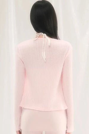 Cut Out Jacquard Knit Cardigan Set-Up