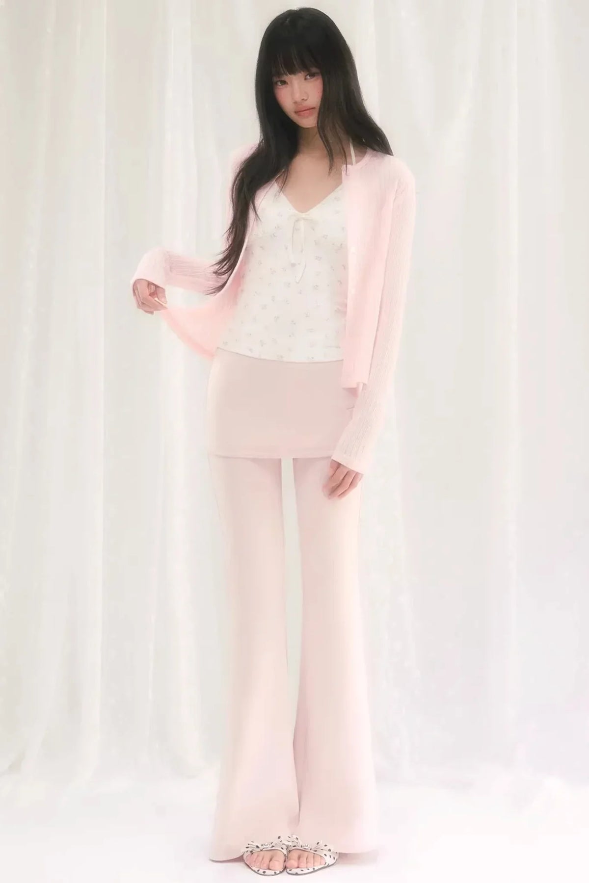 Cut Out Jacquard Knit Cardigan Set-Up