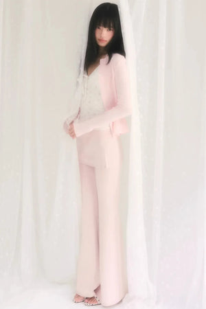 Cut Out Jacquard Knit Cardigan Set-Up