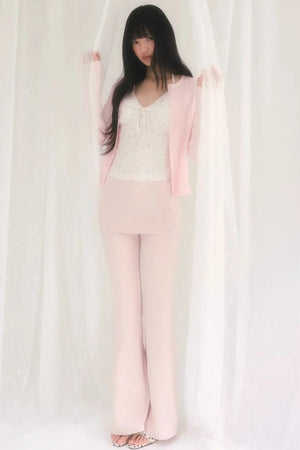Cut Out Jacquard Knit Cardigan Set-Up