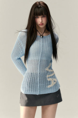 Cut-Out Monogram Knit Sweater