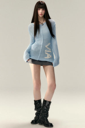 Cut-Out Monogram Knit Sweater